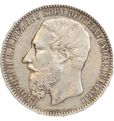 5 Francs Leopold II - Congo Belge Argent