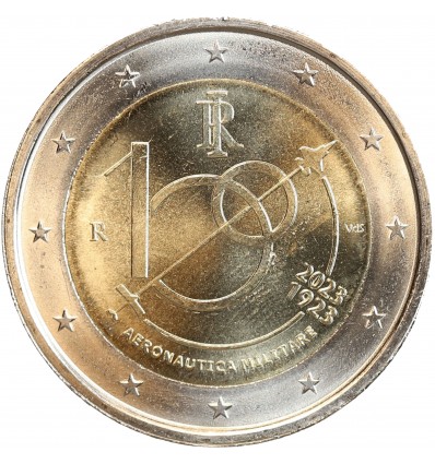 Pièce de 2 euros Italie 2023 qui commémore les 100 ans de l'armée de l'air italienne