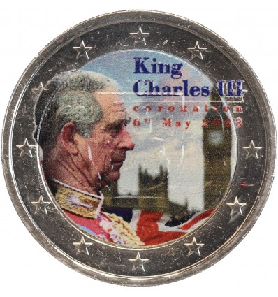 2 Euros Colorisée Couronnement de Charles III