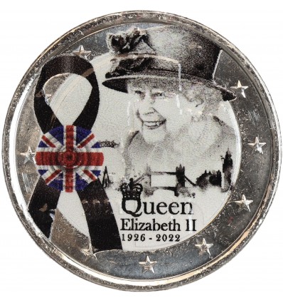 2 Euros Colorisée Reine Elisabeth II