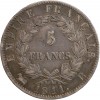 5 Francs Napoléon Ier Tête Laurée Revers Empire