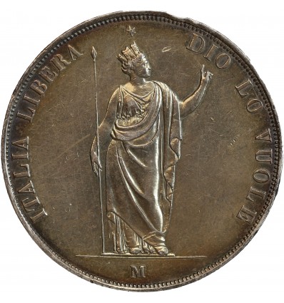 5 Lires Gouvernement Provisoire - Italie Argent - Lombardie Venetie