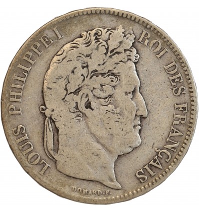 5 Francs Louis Philippe Ier Tête Laurée Tranche en Relief