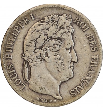 5 Francs Louis-Philippe Ier Tête Laurée Tranche En Relief