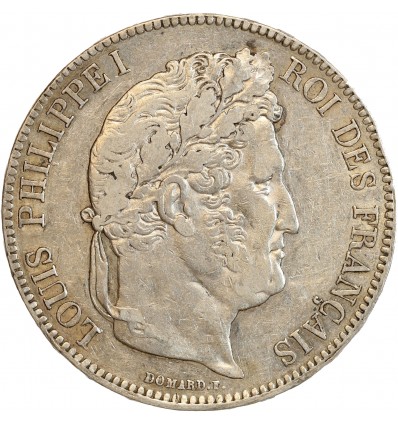 5 Francs Louis Philippe Ier Tête Laurée Tranche en Relief