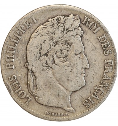 5 Francs Louis-Philippe Ier Tête Laurée Tranche En Relief