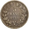 5 Francs Louis-Philippe Ier Tête Laurée Tranche En Relief