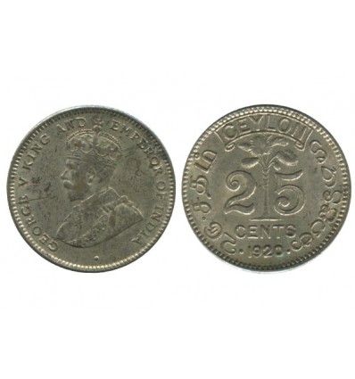 25 Cents Georges V Ceylan Argent