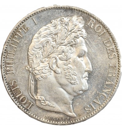 5 Francs Louis-Philippe Ier Tête Laurée le I plus éloigné - Tranche en Relief
