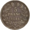 5 Francs Louis-Philippe Ier Tête Laurée Le I plus éloigné - Tranche en Relief