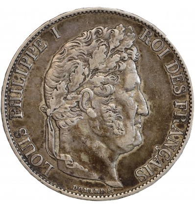 5 Francs Louis-Philippe Ier Tête Laurée Le I plus éloigné - Tranche en Relief