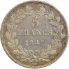 5 Francs Louis-Philippe Ier Tête Laurée Le I plus éloigné - Tranche en Relief