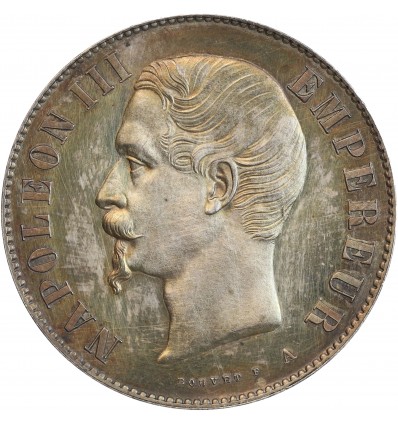 5 Francs Napoléon III Tête Nue Epreuve en Argent Tranche Lisse