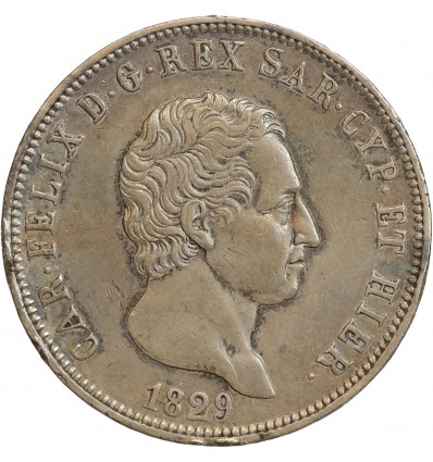 5 Lires Charles Felix Italie Argent - Sardaigne