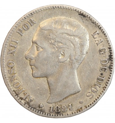 5 Pesetas Alphonse XII - Espagne Argent