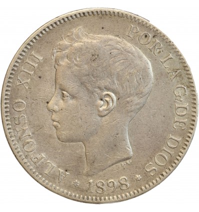 5 Pesetas Alphonse XIII 3ème type Espagne Argent