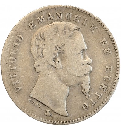 1 Lire Victor Emmanuel II 2ème type Italie Argent - Emilie-Romagne