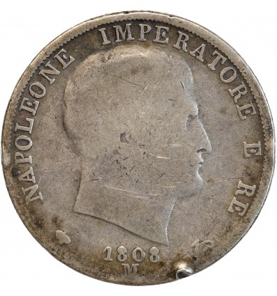 2 Lires Napoleon Imperator Italie Argent - Occupation Française