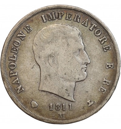 5 Lires Napoleon Imperator Italie Argent - Occupation Française