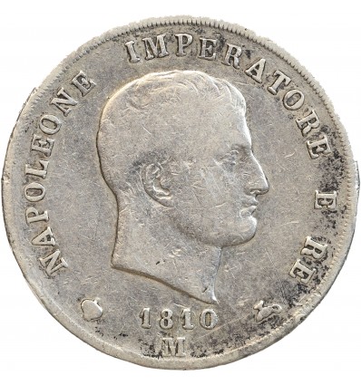 5 Lires Napoleon Imperator Italie Argent - Occupation Française