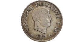 5 Lires Napoleon Imperator Italie Argent - Occupation Française