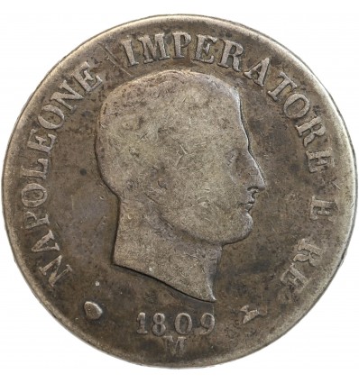 5 Lires Napoleon Imperator Italie Argent - Occupation Française