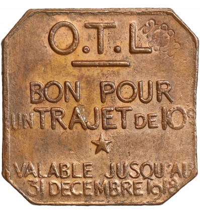 Jeton Bon Pour un Trajet de 10 Centimes Valable jusqu'au 31/12/18 Cuivre Rouge