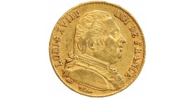 20 Francs Louis XVIII Buste Habillé - Variété 4 Long