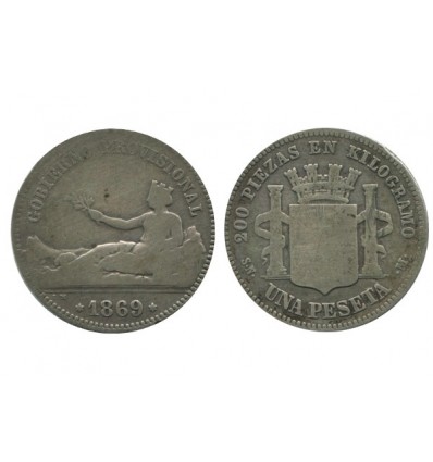 1 Peseta Gouvernement Provisoire Espagne Argent