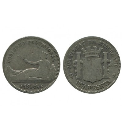1 Peseta Gouvernement Provisoire Espagne Argent