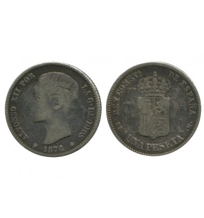 1 Peseta Alphonse XII Espagne Argent