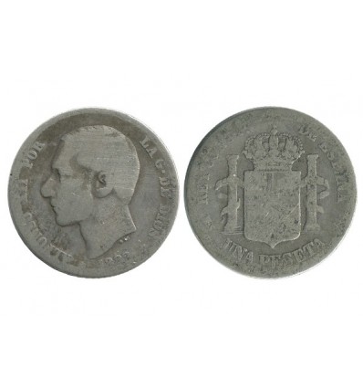 1 Peseta Alphonse XII Espagne Argent