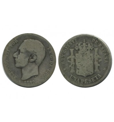 1 Peseta Alphonse XII Espagne Argent