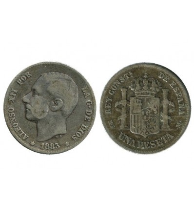 1 Peseta Alphonse XII Espagne Argent
