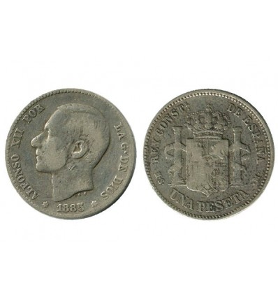 1 Peseta Alphonse XII Espagne Argent