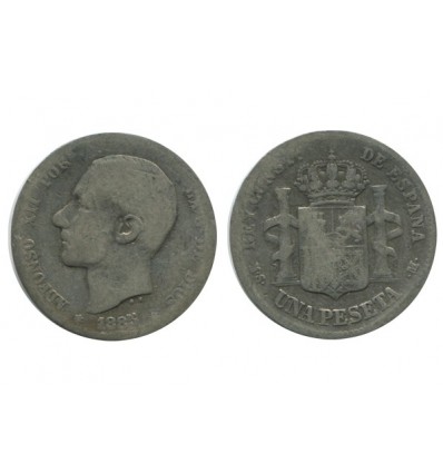 1 Peseta Alphonse XII Espagne Argent