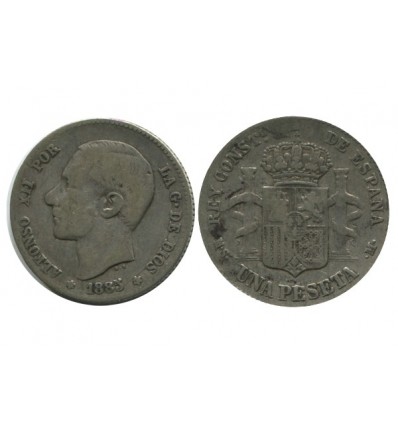 1 Peseta Alphonse XII Espagne Argent