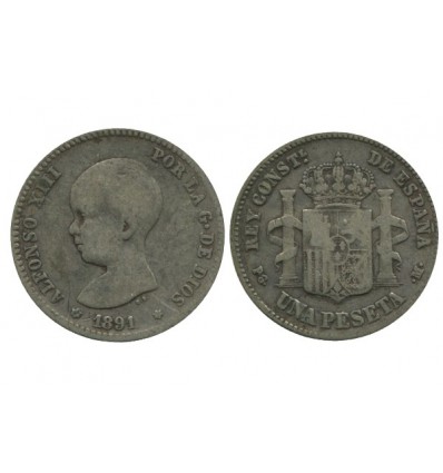 1 Peseta Alphonse XIII Espagne Argent