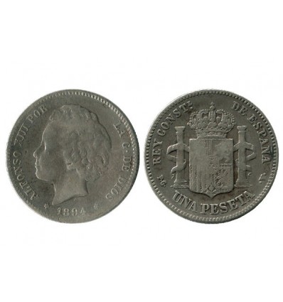 1 Peseta Alphonse XIII Espagne Argent