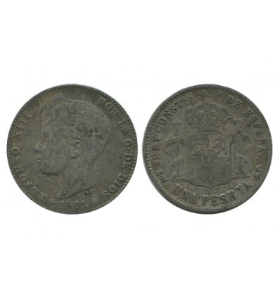 1 Peseta Alphonse XIII Espagne Argent