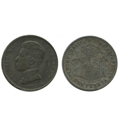 1 Peseta Alphonse XIII Espagne Argent