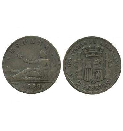 2 Pesetas Espagne Argent