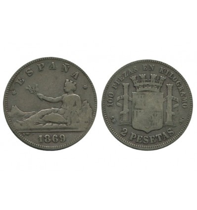 2 Pesetas Espagne Argent