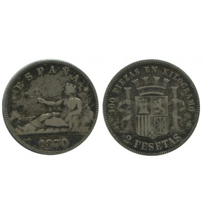 2 Pesetas Espagne Argent