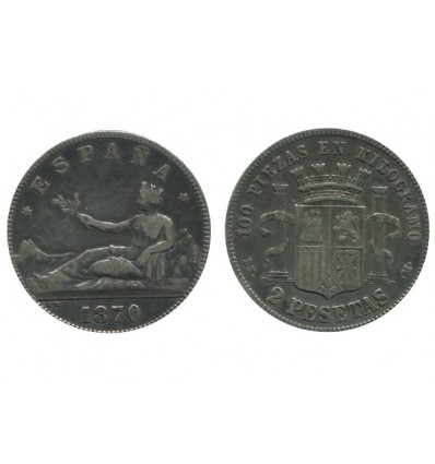 2 Pesetas Espagne Argent