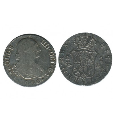 2 Reales Charles IV Espagne Argent