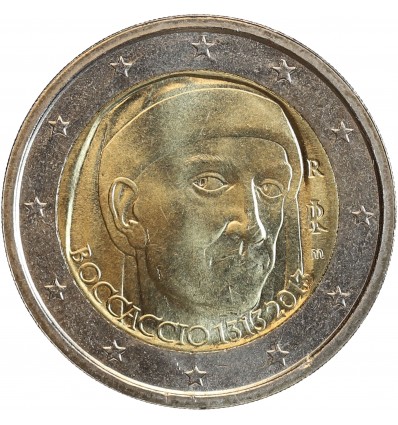 2 euros commémorative Italie 2013 commémorant le 700ème anniversaire de la naissance de Giovanni Boccaccio, célèbre écrivain