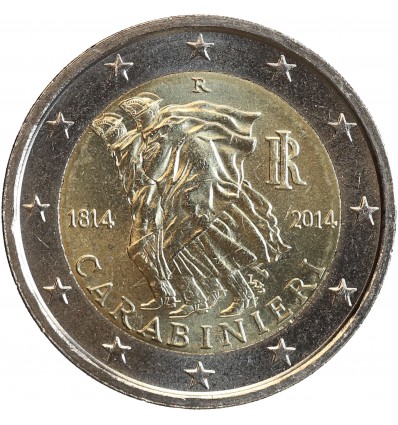 Pièces de 2 euros commémorative Italie 2014 commémorant le 200ème anniversaire de la fondation de l'armée  des Carabiniers