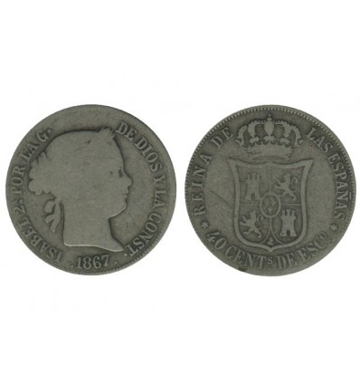 40 Centimos Isabelle II Espagne Argent