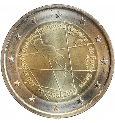 Pièce de 2 euros Portugal 2019 commémorant les 600 ans de la découverte des îles de Madère et de Porto Santo